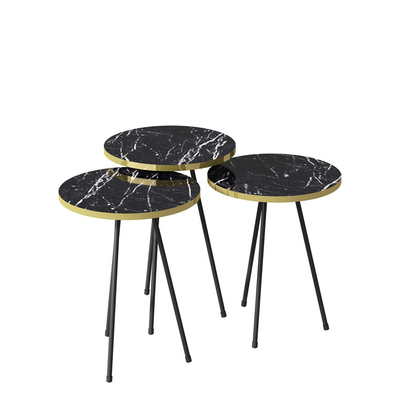 Guidi Side Table Set, Black, Black/Gold