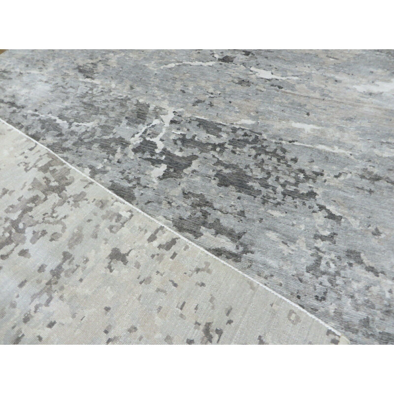 Tapis oriental moderne 10 x 10 pi 3 po gris foncé noué à la main avec soie 5BEDA29259BE44E4B8D5605B3D3A73BD