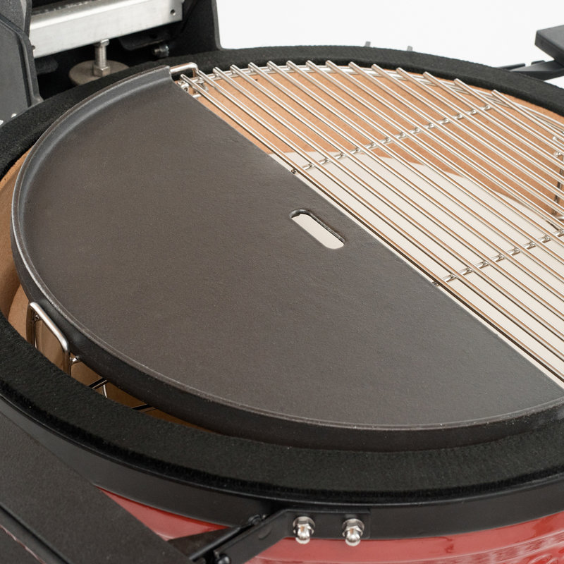 Black Cast Iron Half-Moon Reversible Griddle for 24-inch Grill