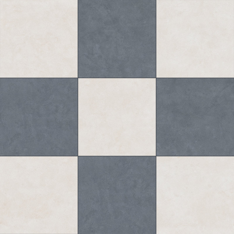 Lithos 12X12 Checkerboard Marfil And Cobalto, Marfil/Cobalto