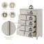 Commode 5 tiroirs Laveda, finition blanc perle