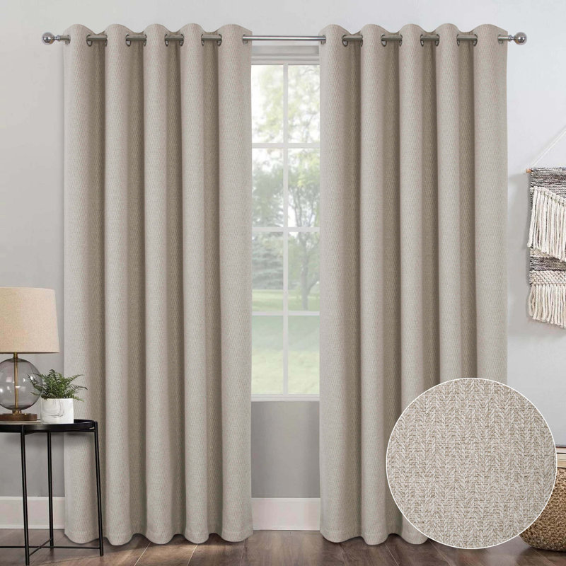 Lauris Eyelet Blackout Curtain, Natural, 229 W x 229 D cm