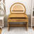 Modern Makeup Vanity Table with LED Touch Mirror, Curved Edges and Wavy Drawer-795219697
