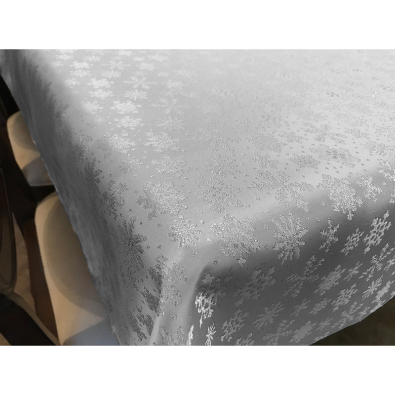 Kalell Brocade Dining Linens, 144" x 56", Silver