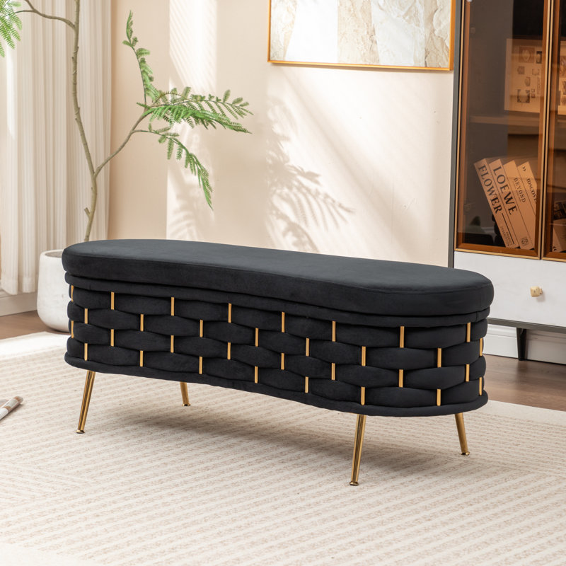 Banc de rangement rembourré Cristen, Noir