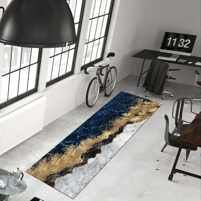 Bohemian Inspired Printed Gobelen Fabric Rug Featuring a Complex Floral and Geometric Design Ideal for Both Modern and Traditional Home Styling