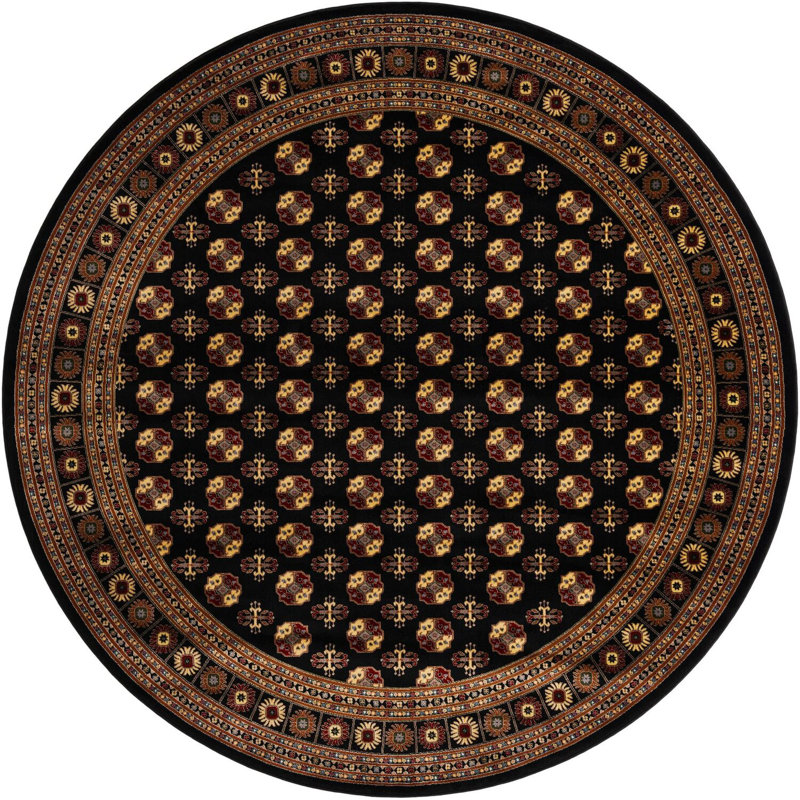Traditional Hinshaw Runner Rug Black Color, Round 10'