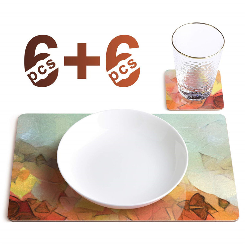 Reveka Other Rectangle Placemat And Coaster Set