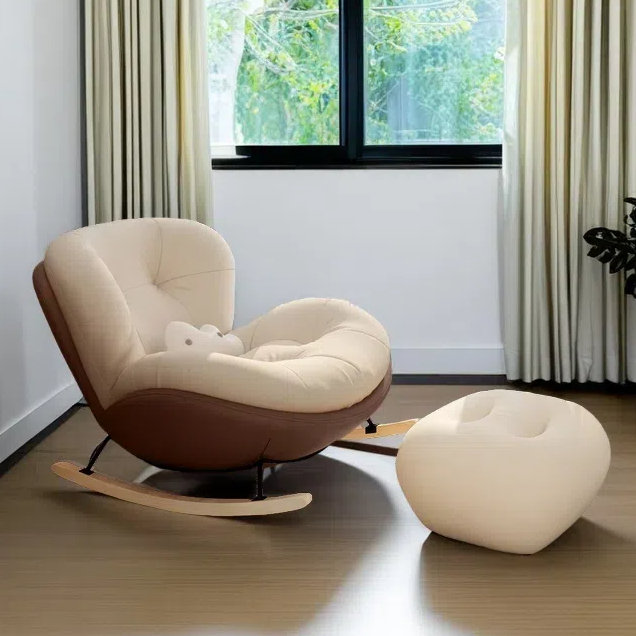 Chaise berçante Creative Fashion, Noir / brun / café clair