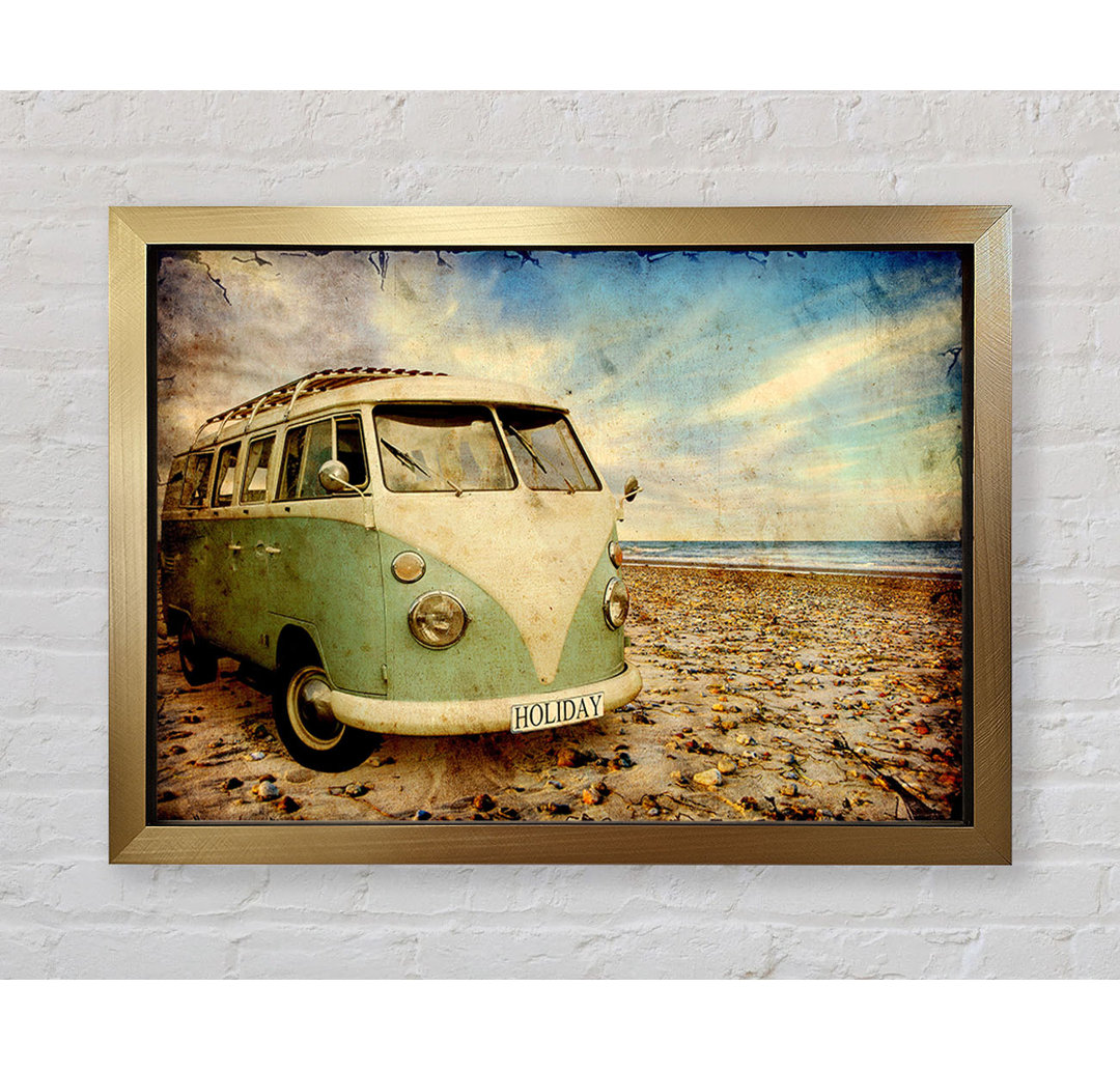 Surfs Up VW Camper Van Gerahmter Druck