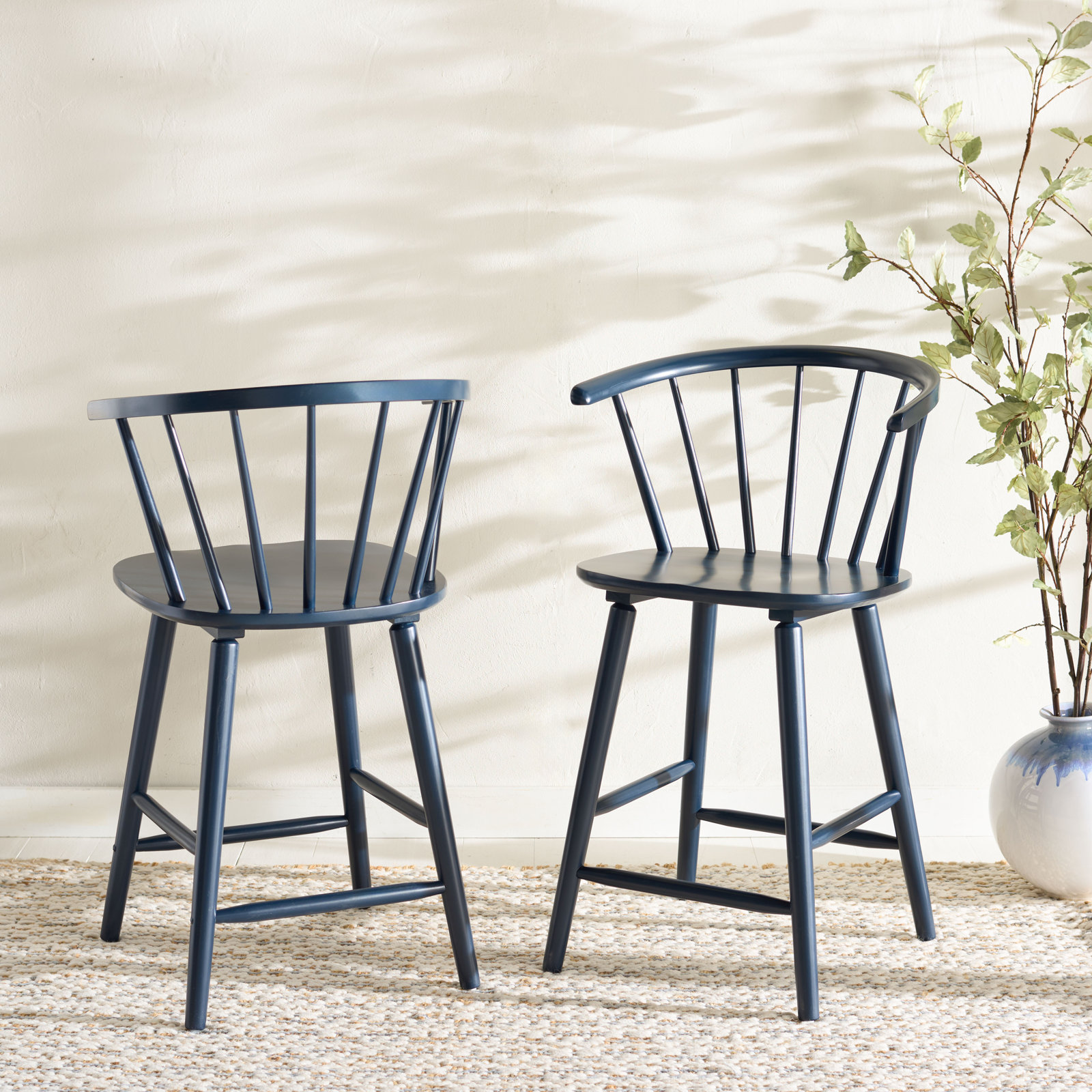 Sheffield Solid Wood Bar & Counter Stool, Counter Stool (23" Seat Height), Navy