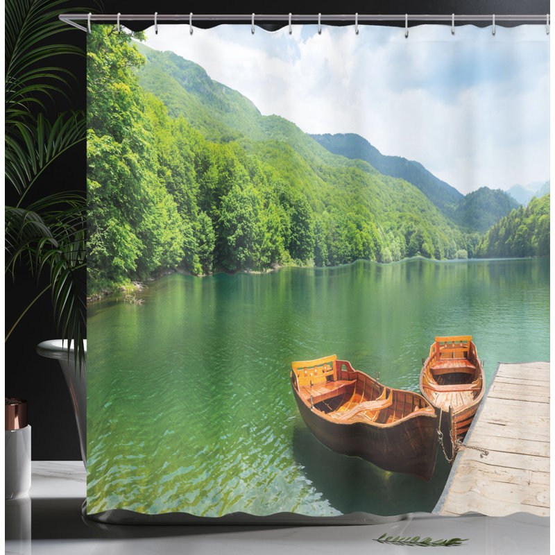 Shower Curtain with Hooks Included, 75"H x 69"W