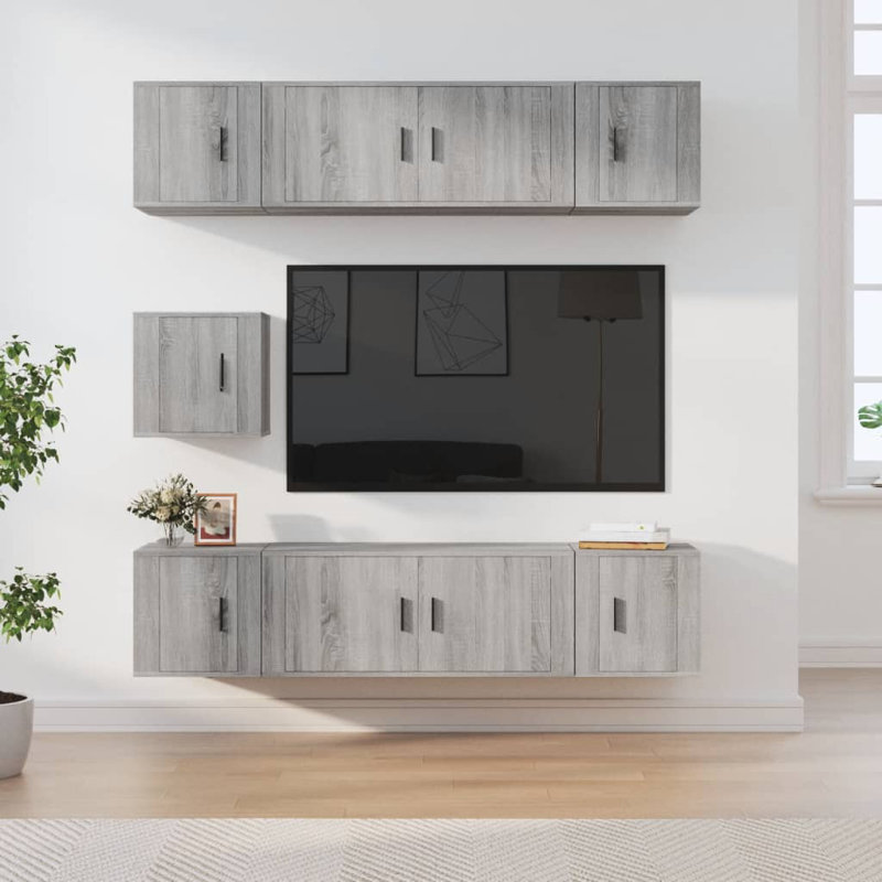 Alsen Unfinished Floating TV Stand for TVs up to 78", Grey Sonoma