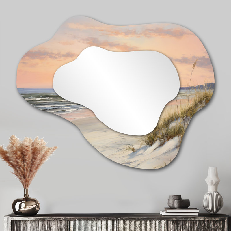 Grand miroir mural asymétrique nautique Beach Pastel, 27 po x 35 po