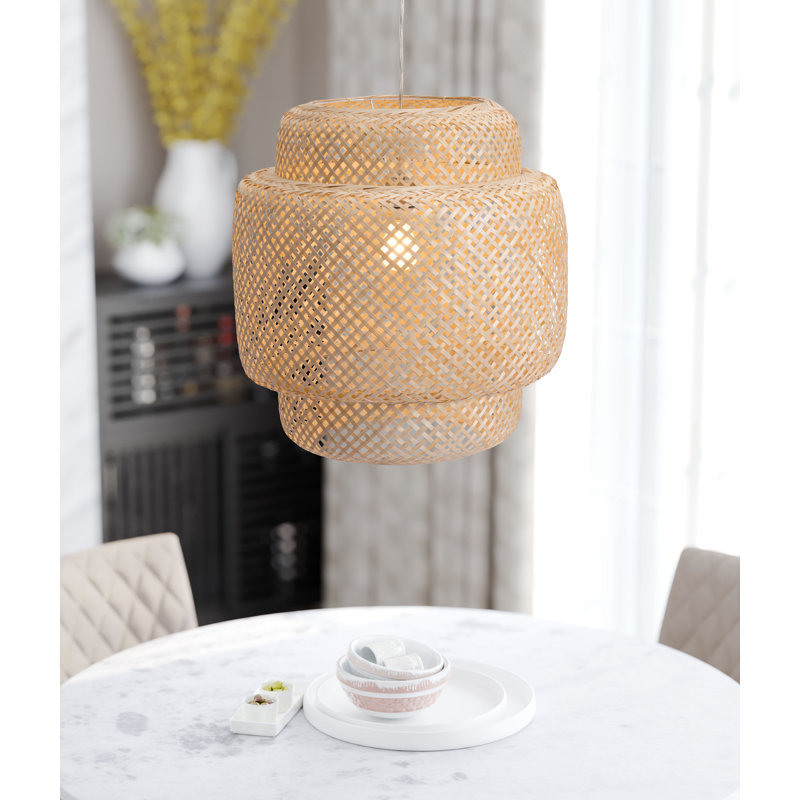 Natural Woven Polyester Straw Drum Ceiling Pendant Light