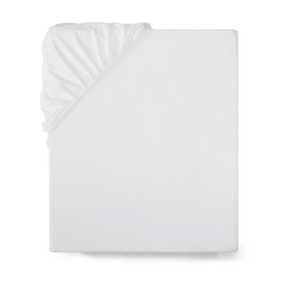 Tommy Hilfiger Hilfiger Essentials Cotton Solid White Twin Fitted Sheet