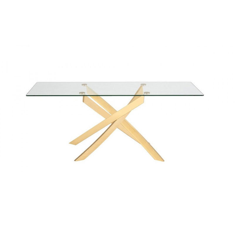 Table de salle à manger 63 "rectangulaire et acier inoxydable 63"