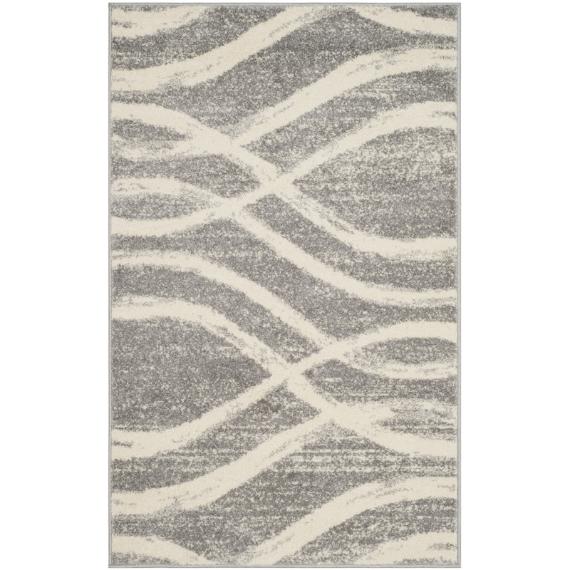 Shelva Performance Abstract Rug, Rectangle 8' x 10', Gray/Cream