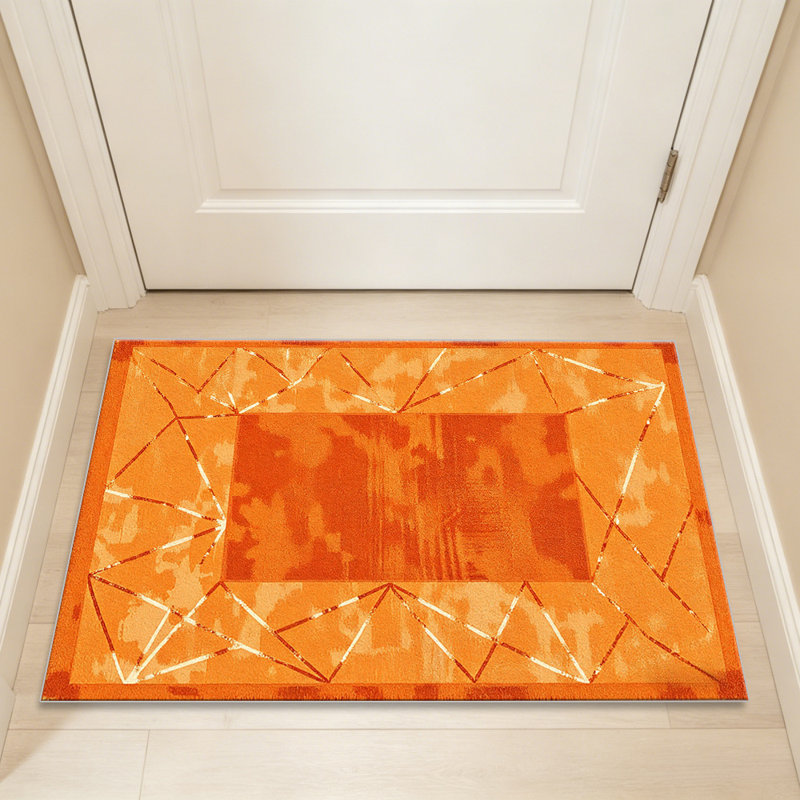 Orange Geo carpet-easy to clean, machine-washable, soft and comfortable; suitable for door mats, kitchens, living rooms, bedrooms, corridors, and laundry areas. Easy to clean, durable carpet for home decoration.