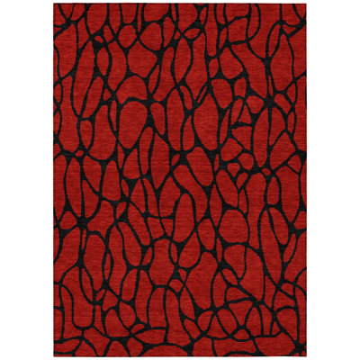 Elowira Red Washable Indoor-Outdoor Rug - 