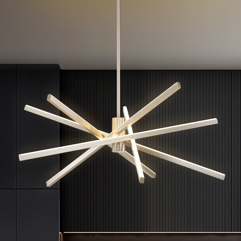 Lustre linéaire moderne Burcker, Nickel, H 13 po x l 31,5 po x P 31,5 po