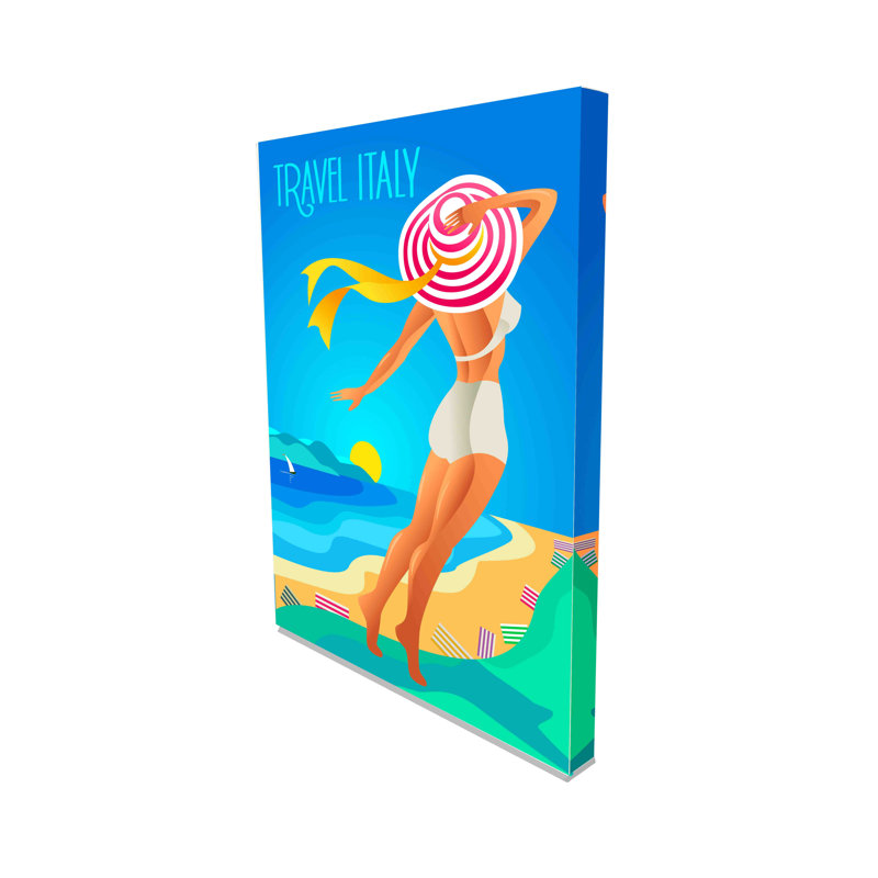 Beautiful Woman In A Wide-brimmed Hat - Wrapped Canvas Print, 31 cm H x 41 cm W x 4 cm D