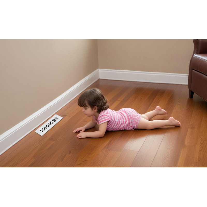 Ouverture de conduit 2 po x 10 po AIR RETOUR | Grille d'air lourde en fonte d'aluminium (4 po x 12 po au total) | Thermolaqué