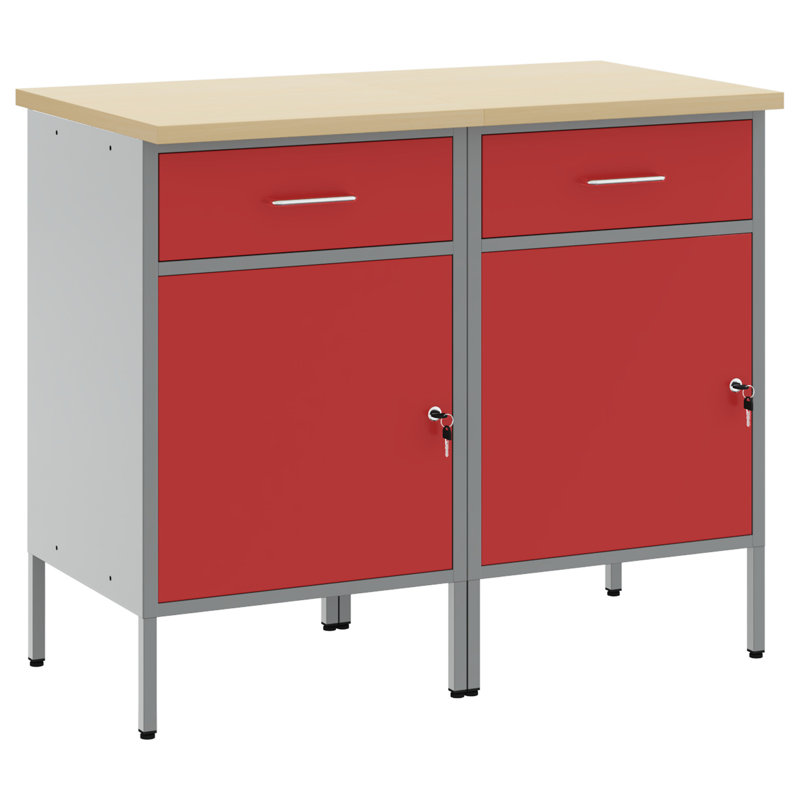 Work Cabinet with Drawer, Red