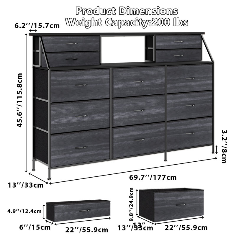 Commode 70 "avec 13 grands tiroirs, Noir