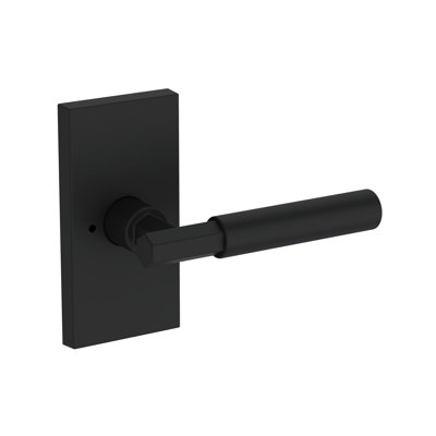 Riddling Privacy Lever with Contemporary 5in Rose in Satin Black