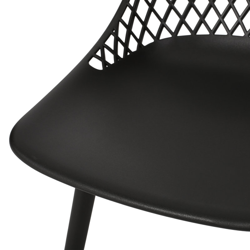 Chaise d'extérieur moderne - Chaise Lily en polypropylène noir avec structure et finition stables, matériau de la structure du siège