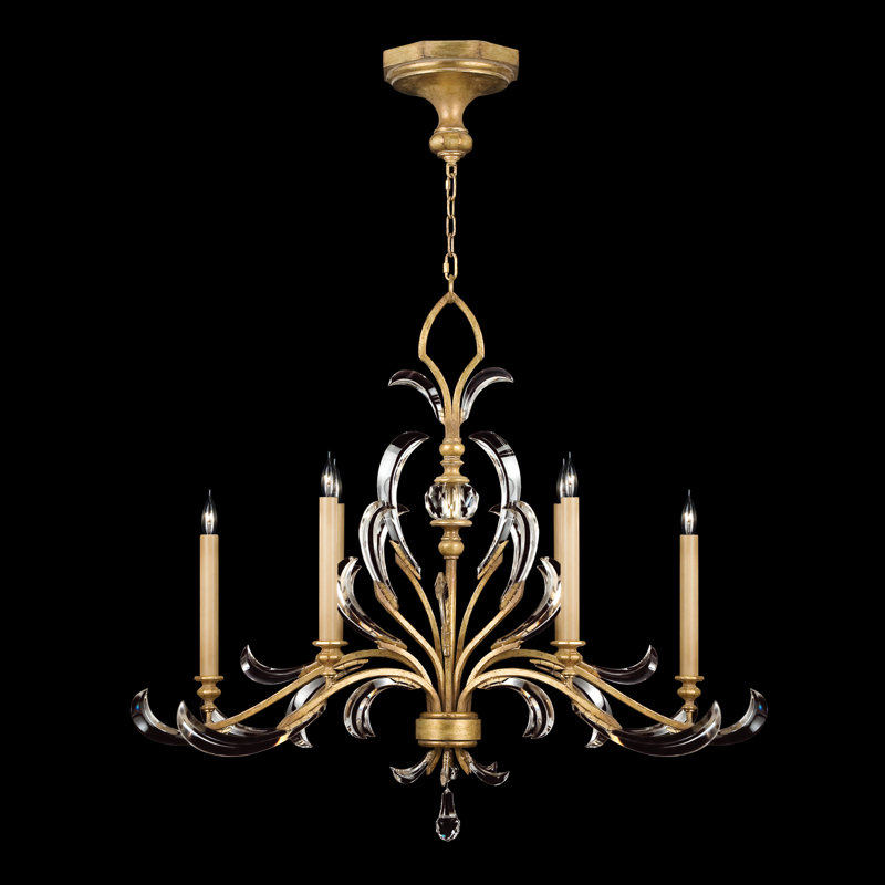 Beveled Arcs 6 - Light Chandelier, Gold