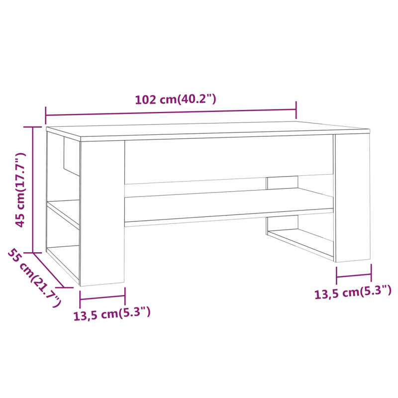Jahmyia Sled Coffee Table with Storage, 45cm H x 55.5cm W x 55cm D, Smoked Oak