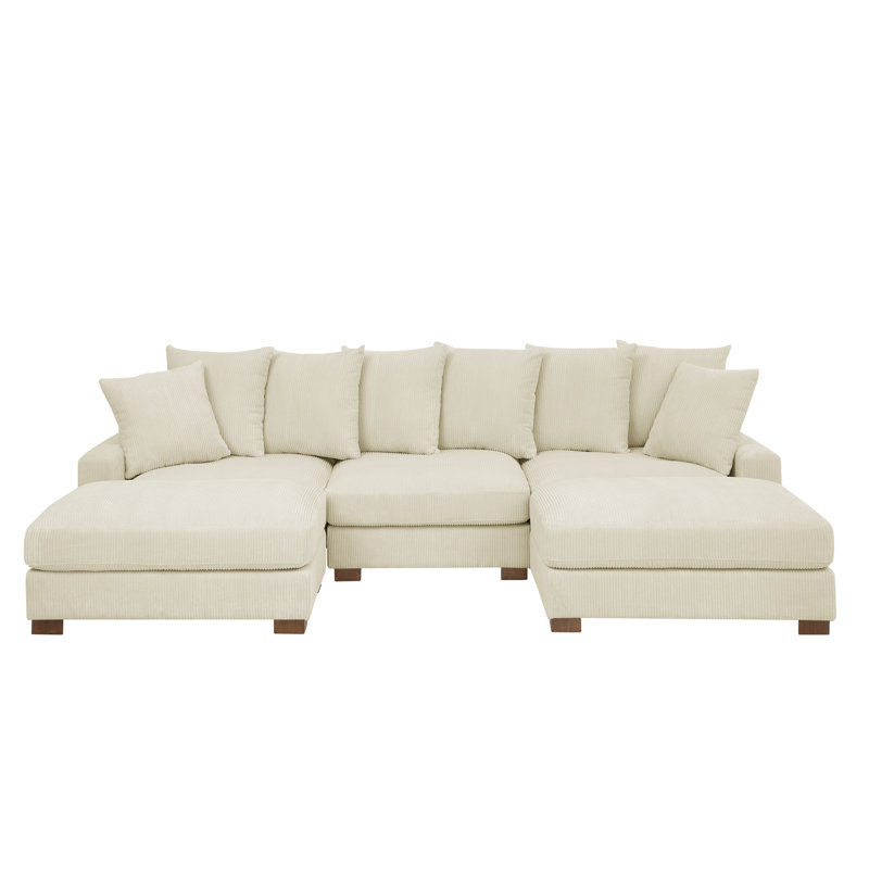 Wynisha 122'' Corduroy Sofa, Cream