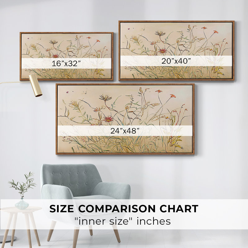 Botanical Series-CECII- Toile tendue avec châssis tendue, prête à être accrochée, H 21 po x l 41 po, Noyer