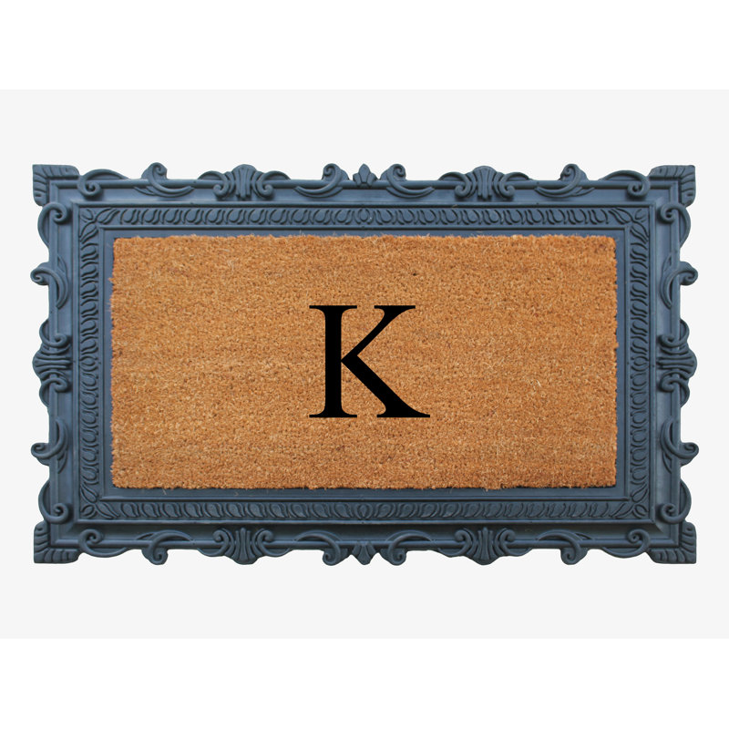 Paillasson à motif de monogramme de 24 po x 36 po Carson, K, Noir