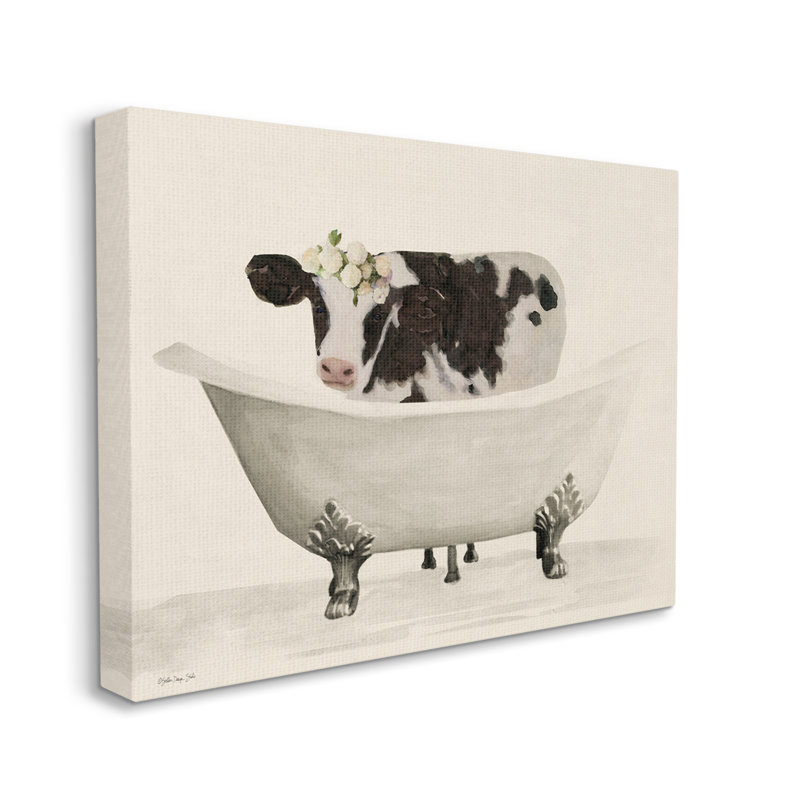 Vache de baignoire antique encadrée, art giclée par Stellar Design Studio, H 16 po x l 20 po x P 1,5 po, Toile tendue