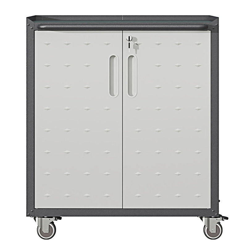 Metal Garage Storage Cabinet With Wheels, Entryway Cabinet, Black/Gray