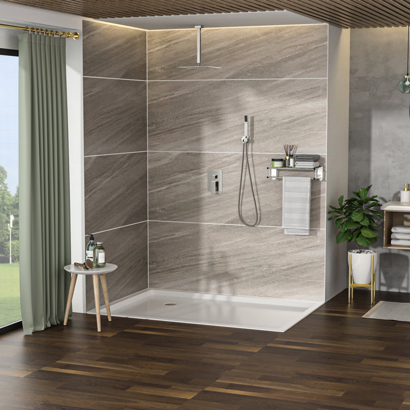 Brushed Nickel Shower - 10 Inch Ceiling Mount Square With -balanced Valve And Handheld Spray Option Dual Head System Adjustable Water Flow