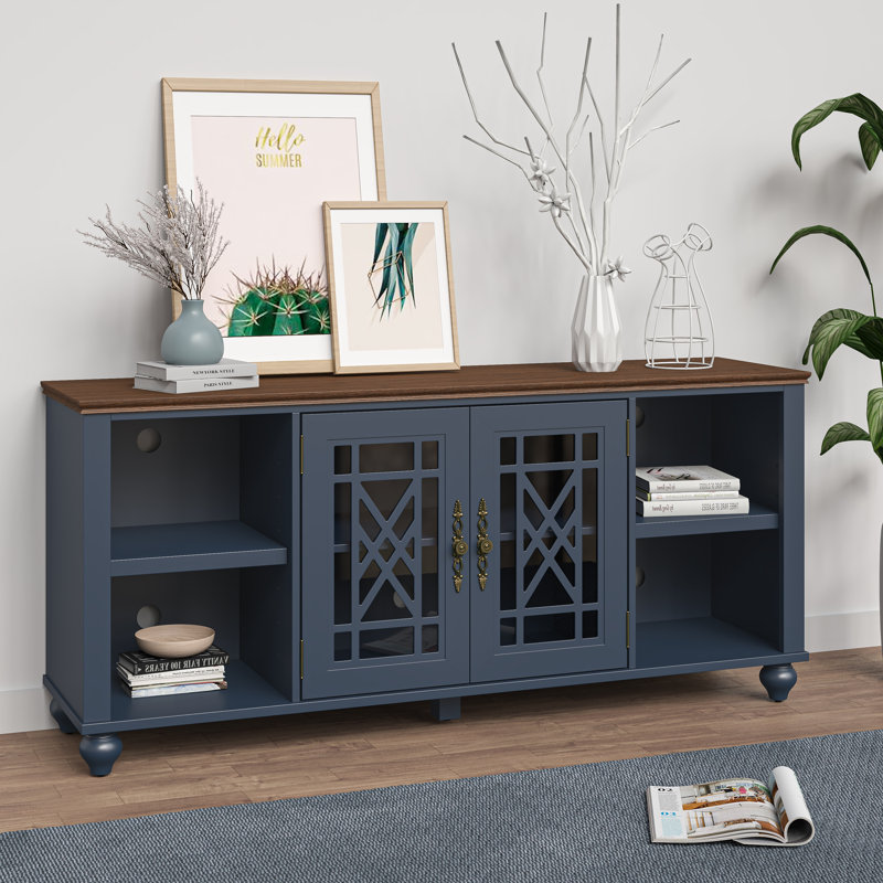 Dzeneta 60 in. TV Stand Fits TVs up to 65 in. with Open Storage, Navy