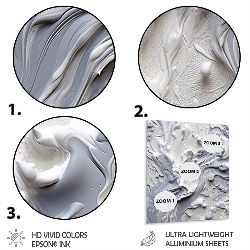 Décoration murale grise harmonie crème et chaos II - formes abstraites, H 20 po x l 12 po