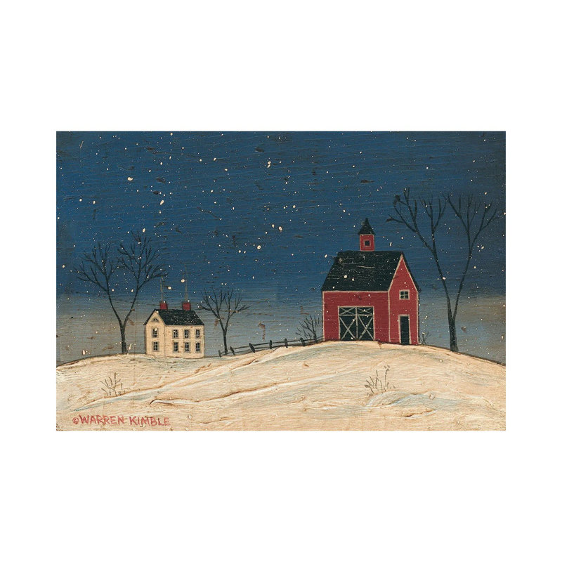 Winter Farm II - reproduction d'art murale encadrée, H 26 po x l 40 po, Toile tendue, Ne s’applique pas