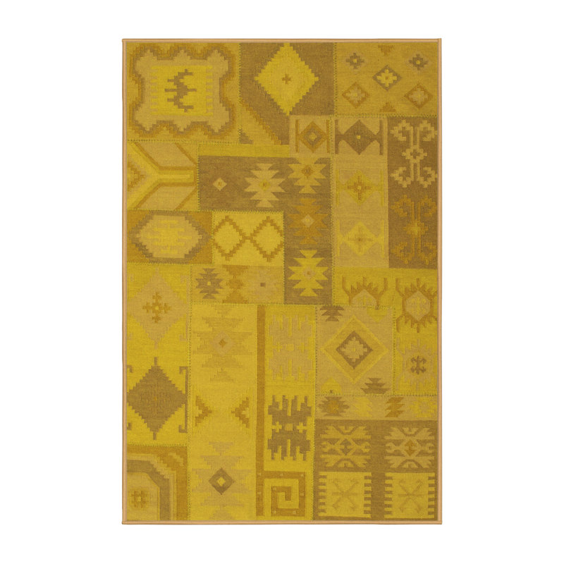 Tapis contemporains jaunes lavables à la machine 433, Rectangle 2 pi x 3 pi