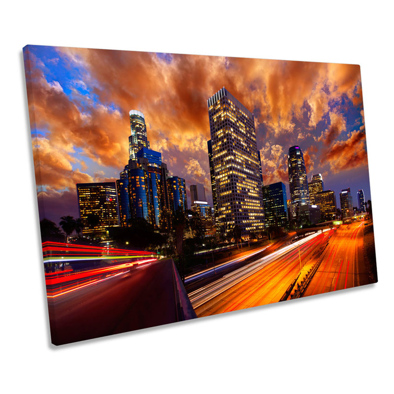 Los Angeles Sunset Skyline California - Wrapped Canvas Print, 30.5cm H x 45.7cm W
