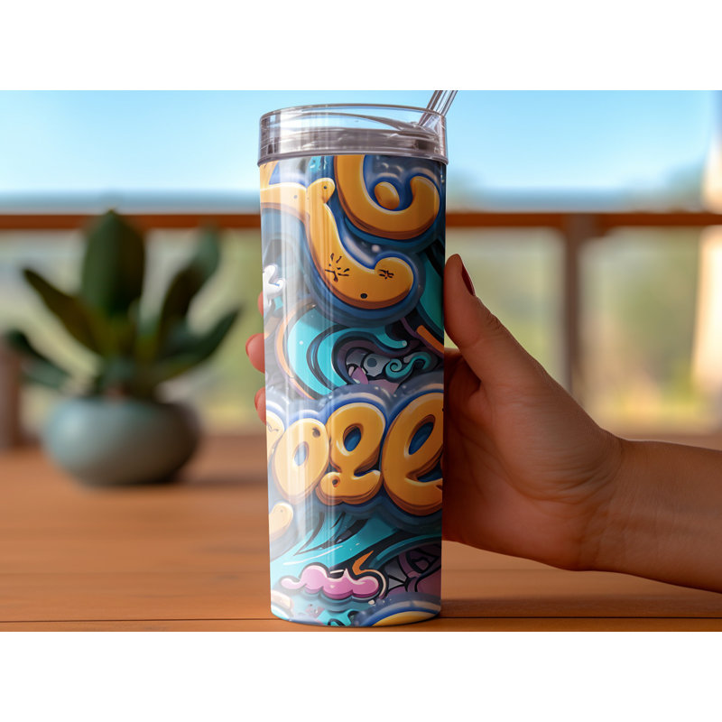 Choose Handmade Tumblers 591ml Vacuum Insulated Stainless Steel (18/8) Travel Tumbler with Straw