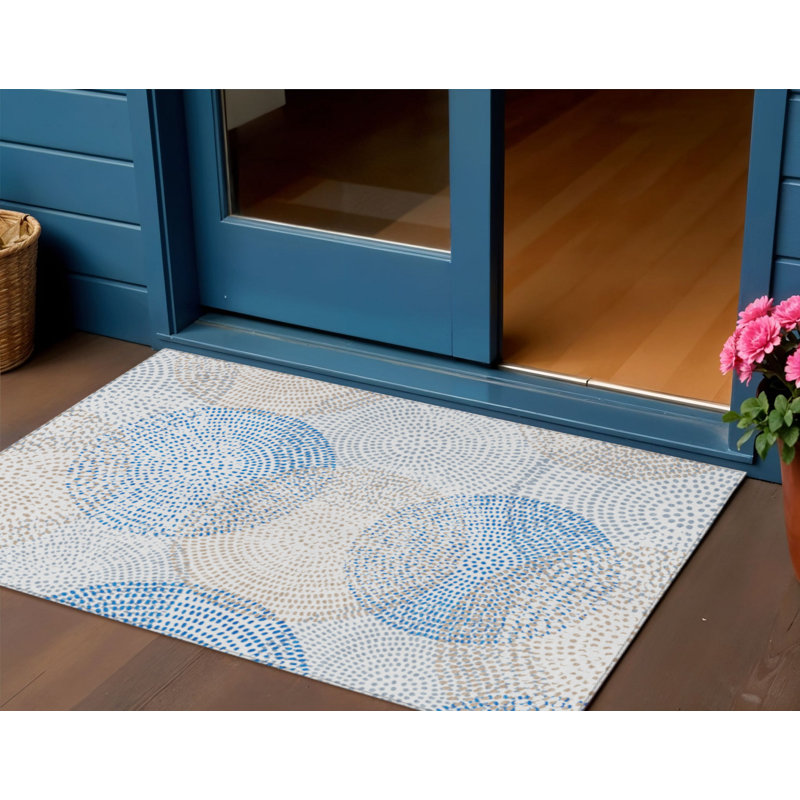 Tapis intérieur lavable à pois taupe 3 pi x 5 pi
