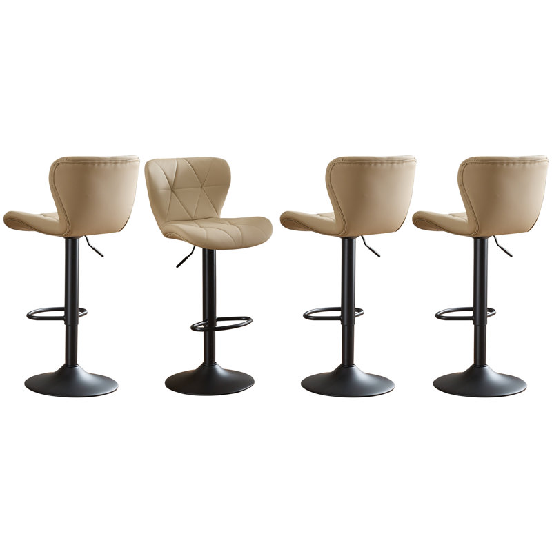 4-piece Swivel Bar Stool Set – Adjustable Height Counter Stools With Back, Khaki