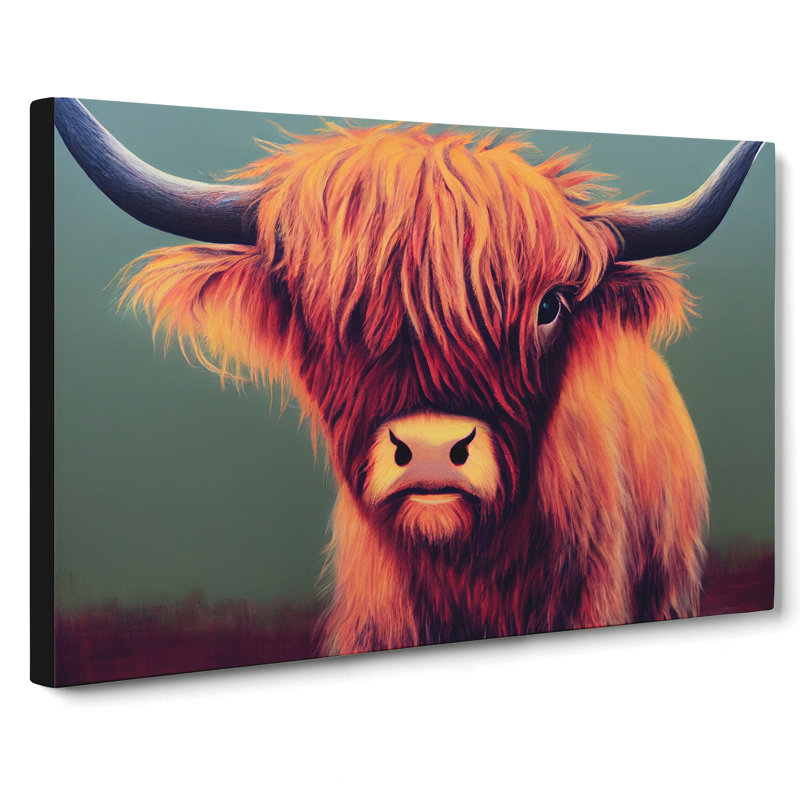 XXX-H1022-WF-7073X Portrait Of A Highland Cow - Wrapped Canvas Print, 40cm H x 60cm W