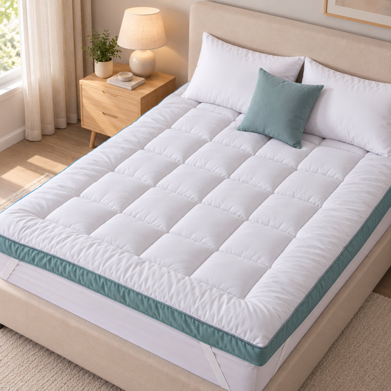 Surmatelas moelleux de 4 po pour dortoir et université, surmatelas respirant rafraîchissant avec sangles élastiques, certifié OEKO-TEX®