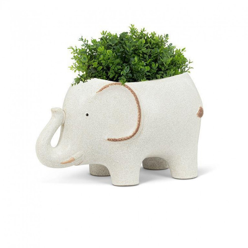 Grand pot à fleurs éléphant avec défenses